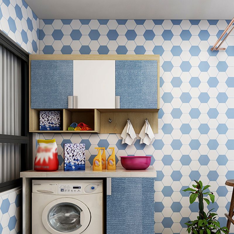 Football Print Stick Wallpapers Contemporary Smooth Wall Covering in Blue for Boys Room