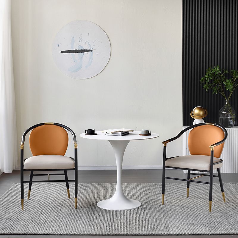 Metal Modern Round Table Sintered Stone Table for Kitchen and Dining Room