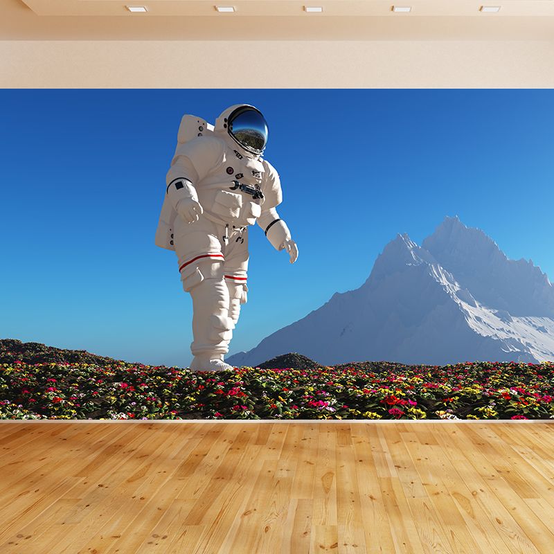 Full Size Photography Futuristic Mural Wallpaper with Outer Space Scenery in Blue