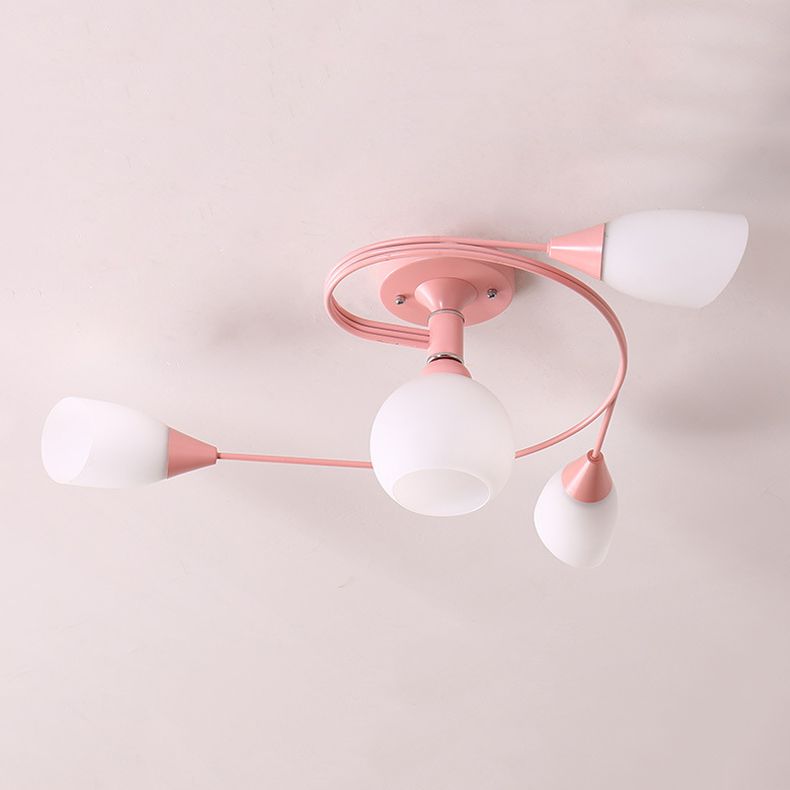 Iron Colorful Ceiling Lamps Simple Bedroom Flush Mount Light