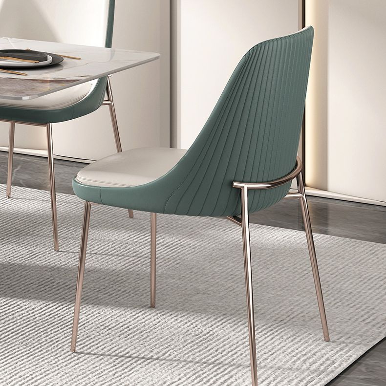 Nordic Style Green Side Chair Gold Base Side Dining Chair for Home Use