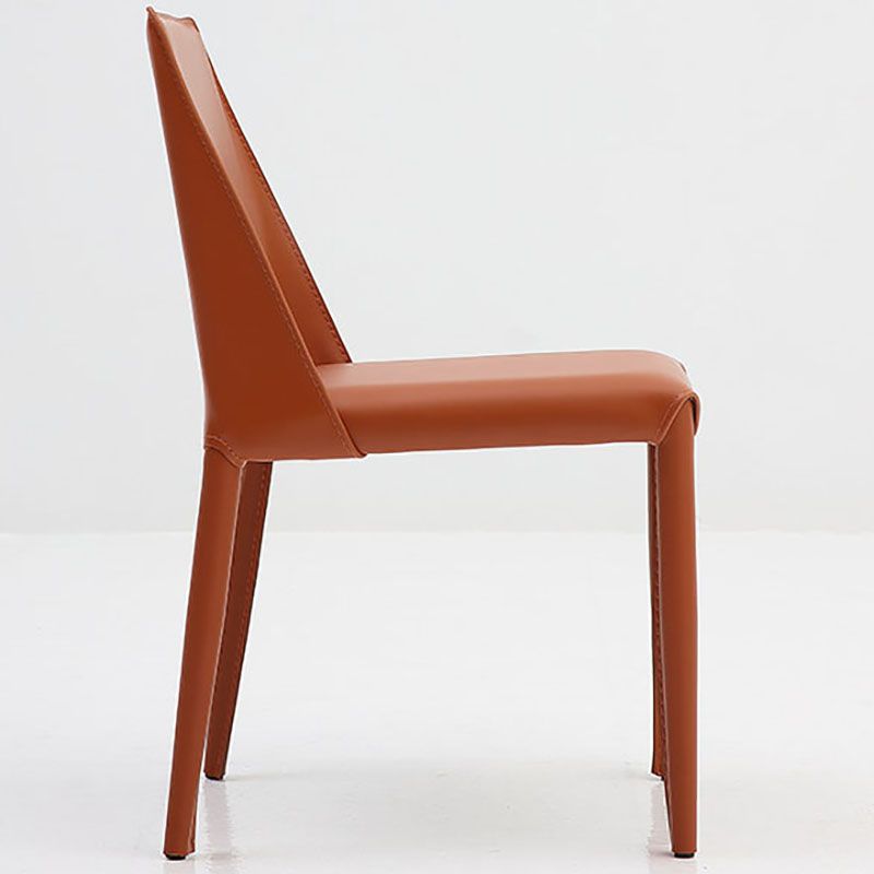 Sillas laterales de comedor de cuero de estilo moderno, sillas sin brazos con respaldo sólido con acabado mate