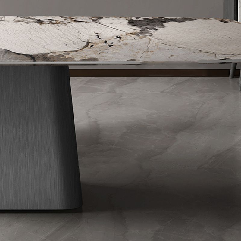 Industrial Sintered Stone Dining Table Rectangle Table with Metal Base