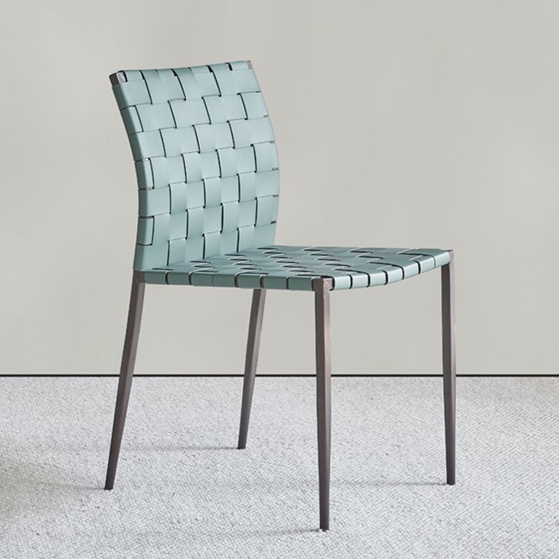 Faux Leather Kitchen Dining Chairs Armless Dining Chairs with Metal Legs