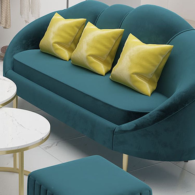 Contemporary Velvet Sofa with Sloped Arm and Tight Back for Apartment