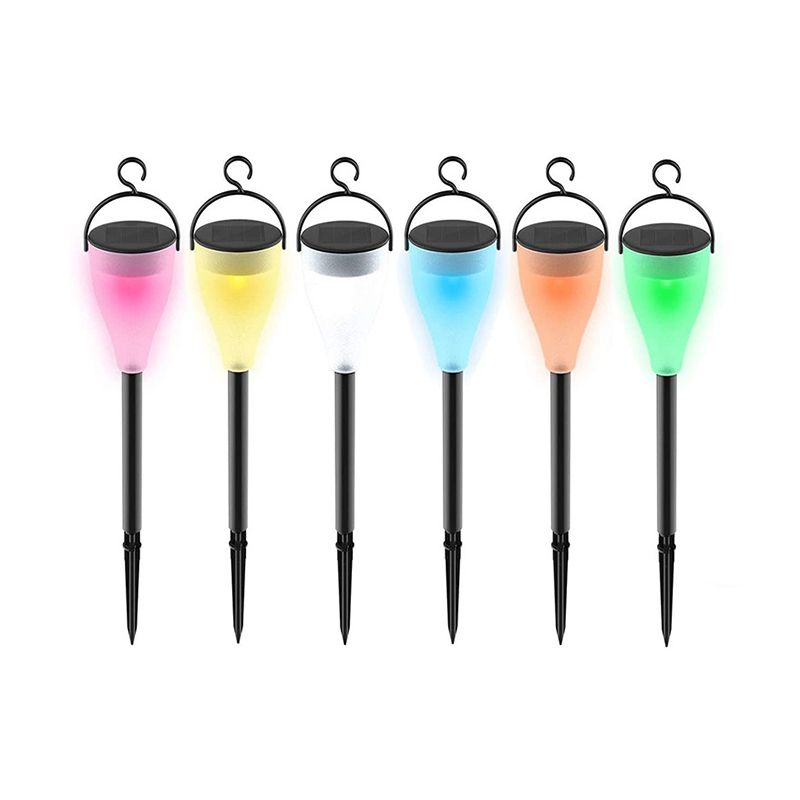 Plastic Conical Shape Solar Ground Light Art Decor Black LED Stake Lighting with Handle for Garden