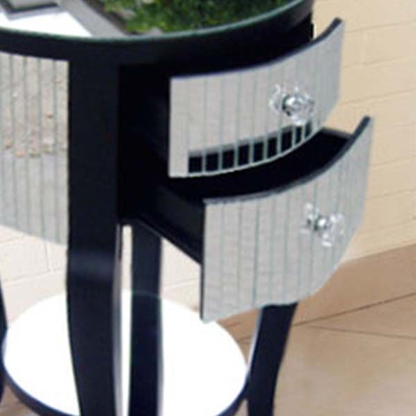 Round Glass top Side End Table Contemporary 23.6" Tall 4 Legs End Table