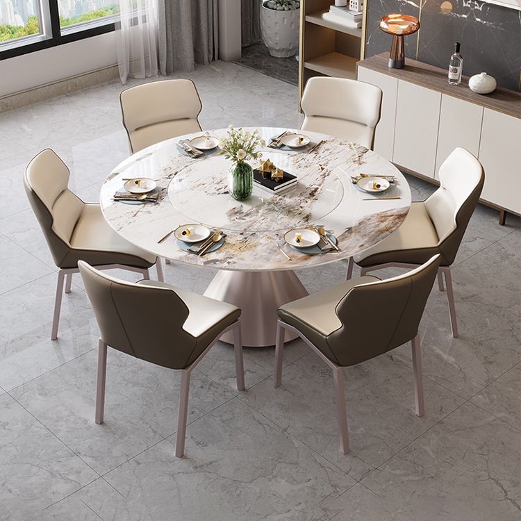 Nordic Glam Sintered Stone Round Table Set 1/4/5/7 Pieces Dining Set for Kitchen