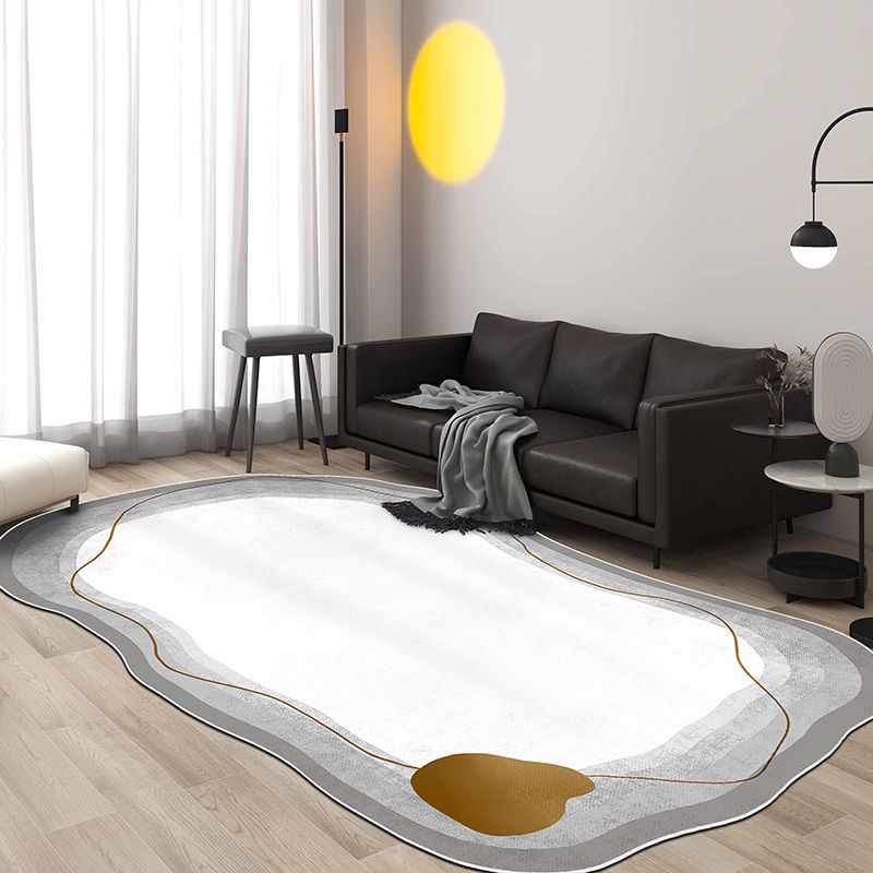 Chic Color Block Area Rug Modern Flax Area Carpet Anti-Slip Area Rug for Home Decor