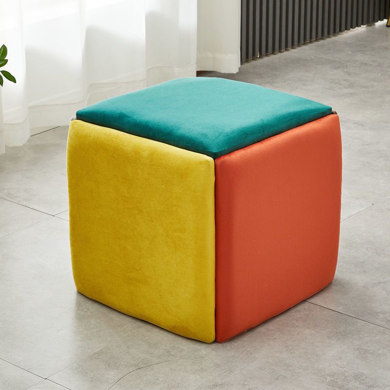 Modern Plain Boucle Ottoman Velvet Square with Storage Target Pouf