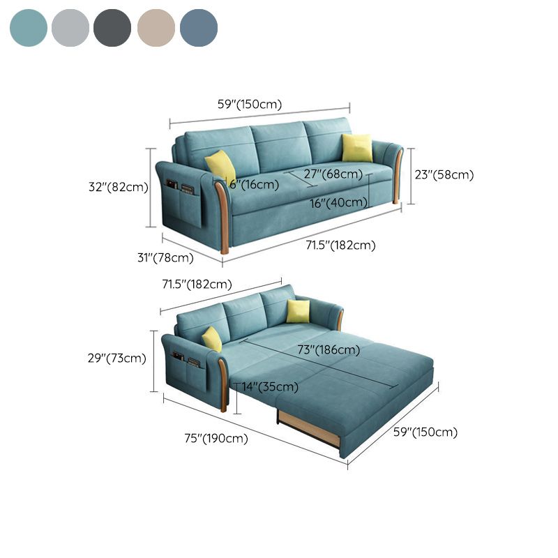 Flared Arms Futon Foldable Pillow Included Cushion Back Sleeper Sofa with Storage