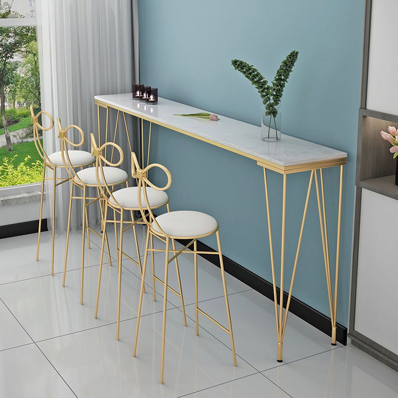 Glam Style Rectangle Bar Table Bar-Height Bistro Pub Table with 4 Legs