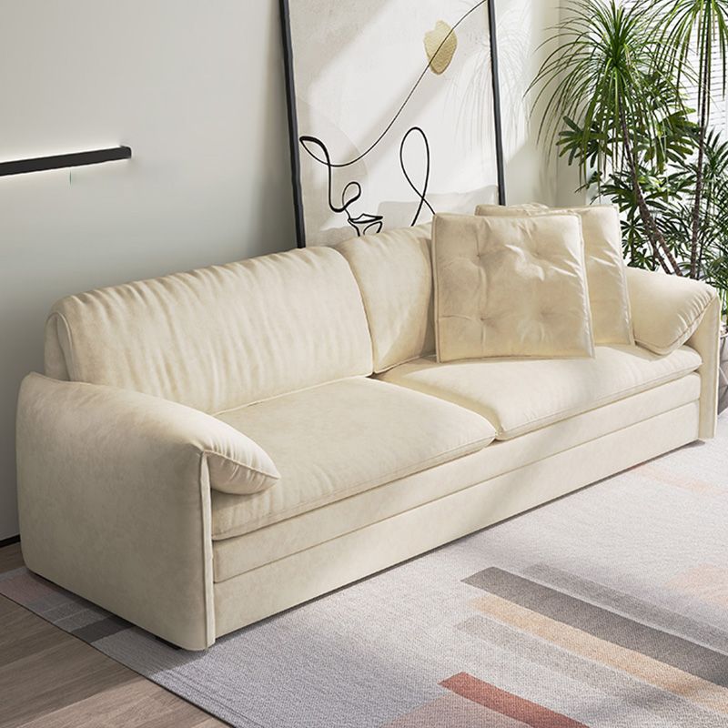 Glam Style White Futon Sleeper Sofa Bed in Velvet with Storage