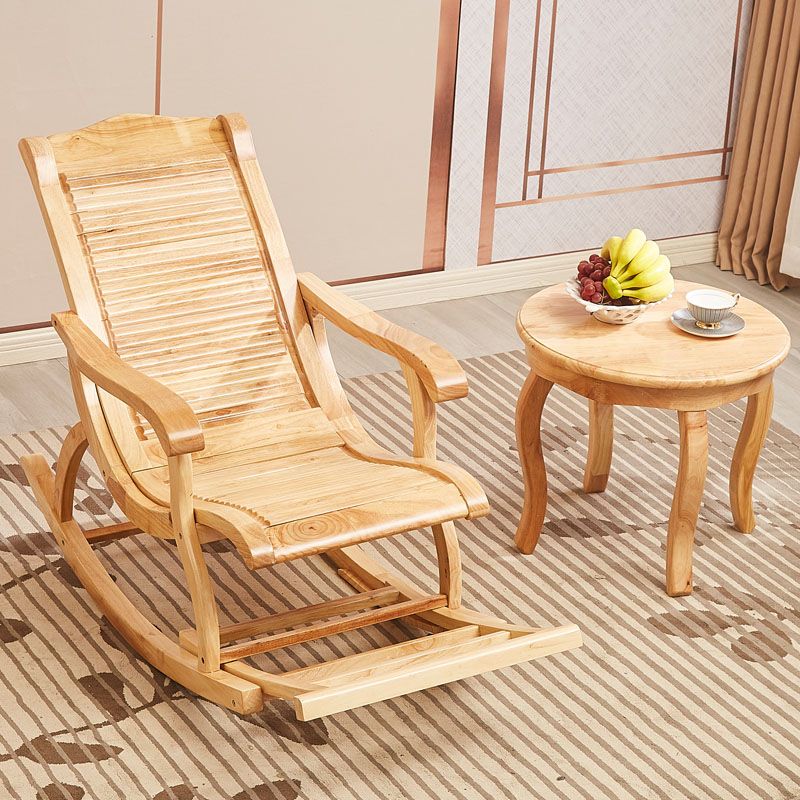 Retro Dark Brown Rocking Chair Solid Wood Reclining Rocker Chair for Home