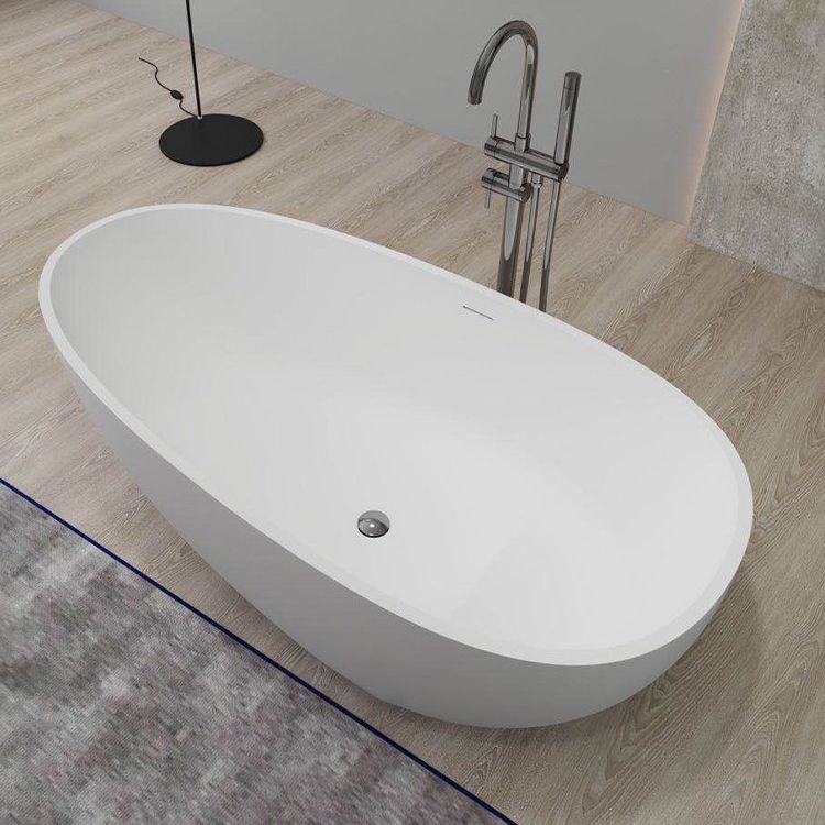 Freestanding Soaking Bath Antique Finish Oval Modern Bathtub (Faucet not Included)