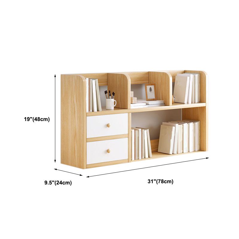 9.5" W Modern Wooden Bookcase Open Storage Bookshelf with Drawers and Shelves