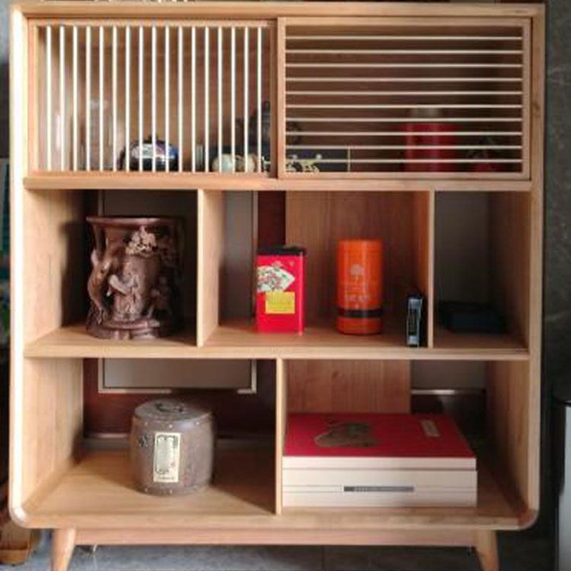 Contemporary Open Back Standard Bookcase Solid Wood Bookshelf with Shelves