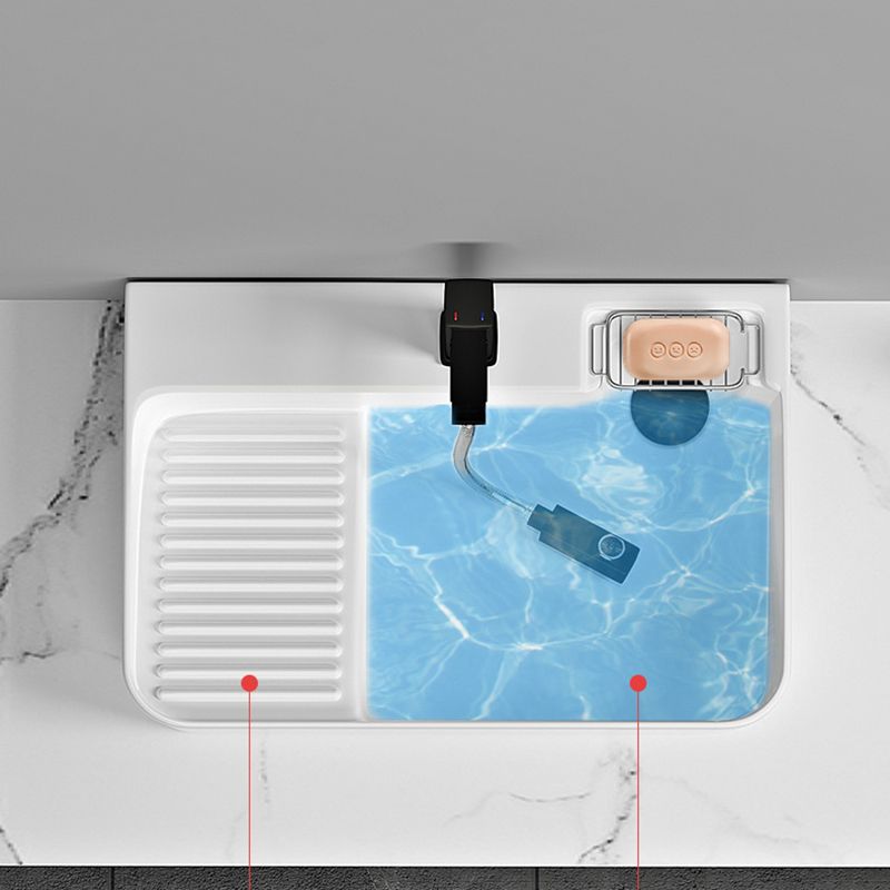 Contemporary Bathroom Sink Porcelain Solid Color Rectangular Vessel Sink with Pop-Up Drain