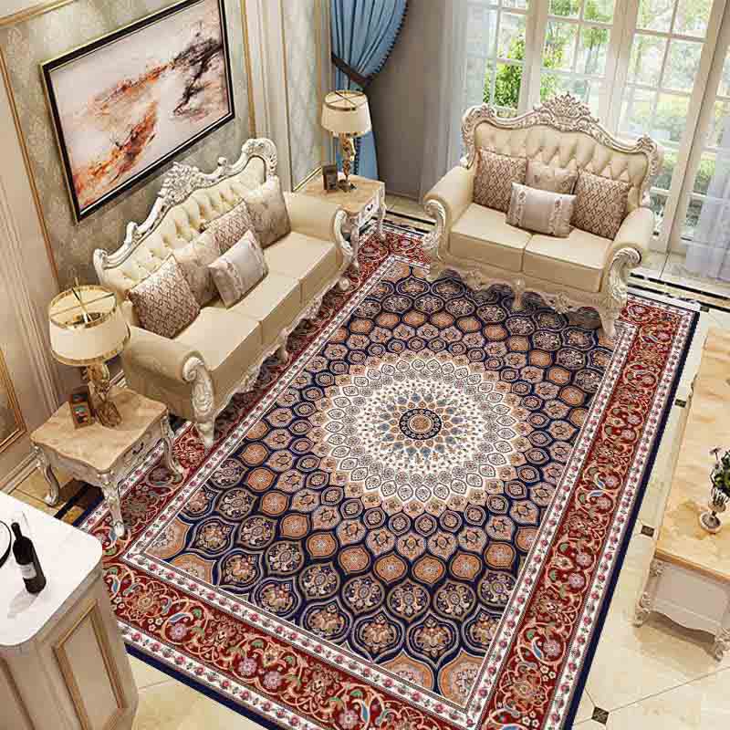 Roter Wohnzimmer-Teppichpolyester Europäischer Area Teppich Anti-Schlupf-Waschmaschine Teppich