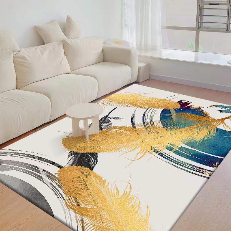 Modern Curve Lines Pattern Indoor Carpet Polyester Area Rug Washable Carpet for Home Decoration