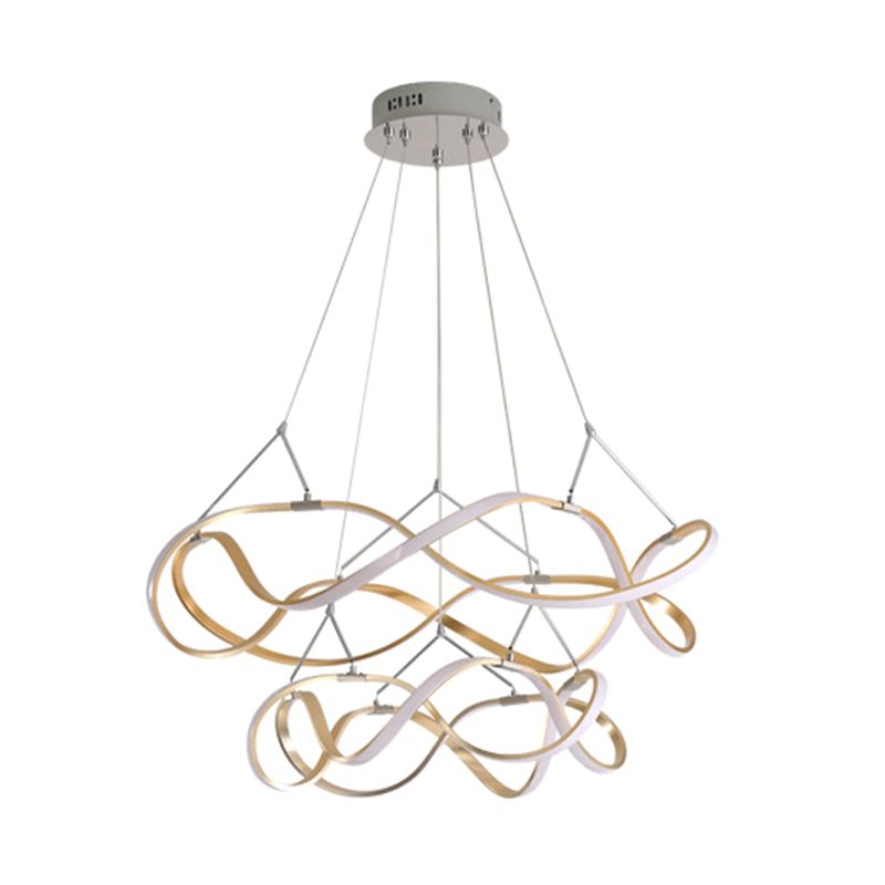Postmodern Minimalist Twisting Chandelier Lamp Acrylic Hanging Pendant Lights for Restaurant