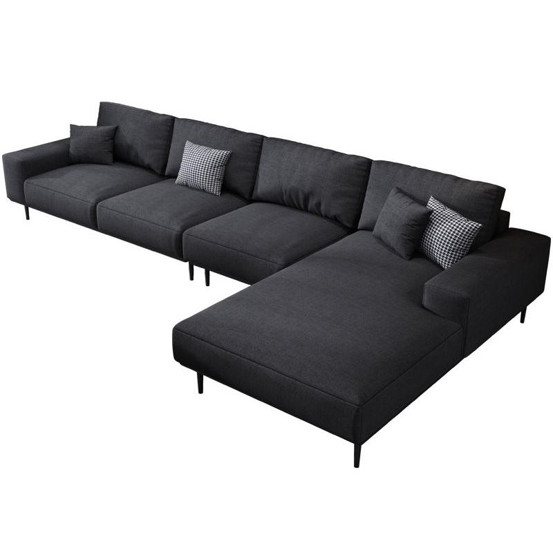 Contemporary Pillow Back Sectional with Recessed Arms for 4 People