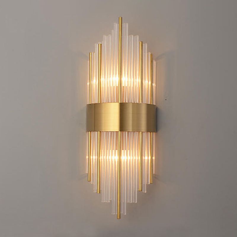 Geometrischer Schatten 2-Lights Wandleuchten Moderner Kristallwandmontageleuchte in Gold