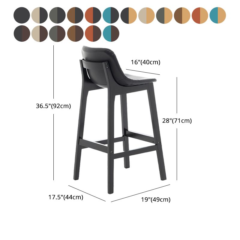 Taburete de bar de estilo escandinavo, asiento tipo cubo con patas de madera y respaldo bajo para barra de cocina