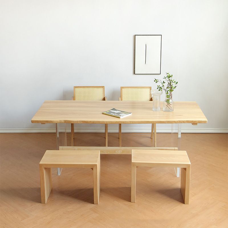 Rectangle Dining Table Contemporary Style Solid Wood Natural Dinner Table