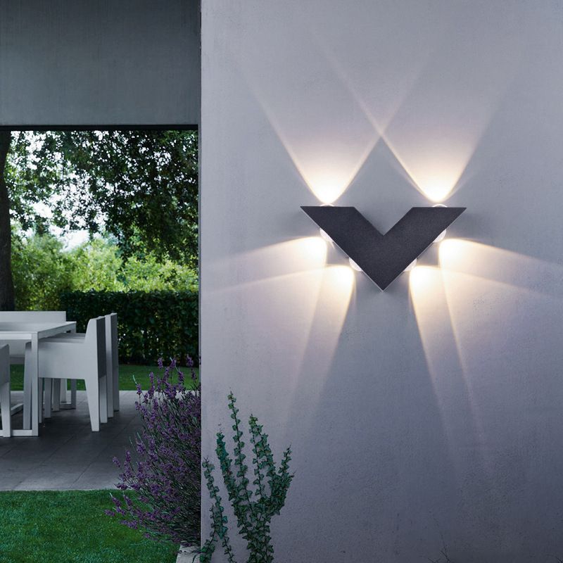 V-Shaped Metal Wall Lighting Modern Style 6 Lights  Wall Mounted Lighting in Black