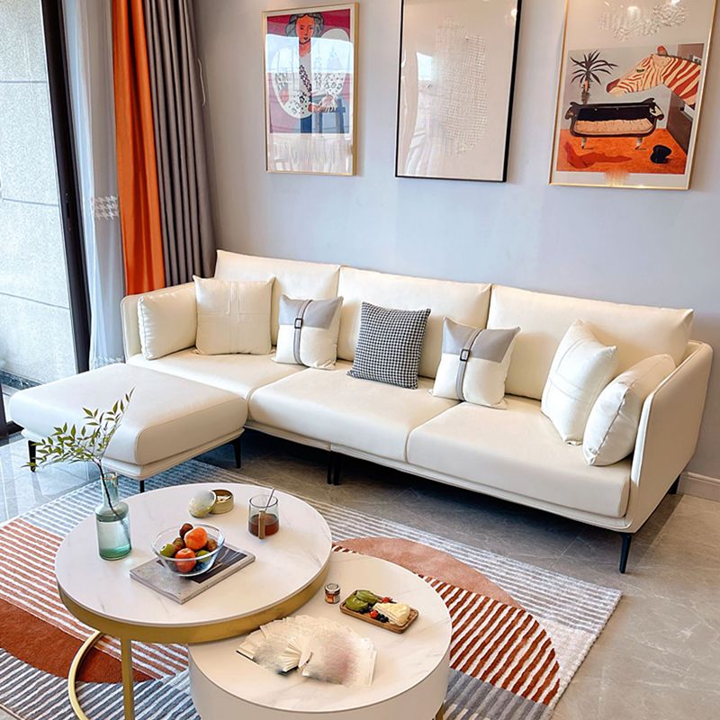 Contemporary Faux Leather Pillow Top Arm Sofa/Sectional Pillowed Back Cushions