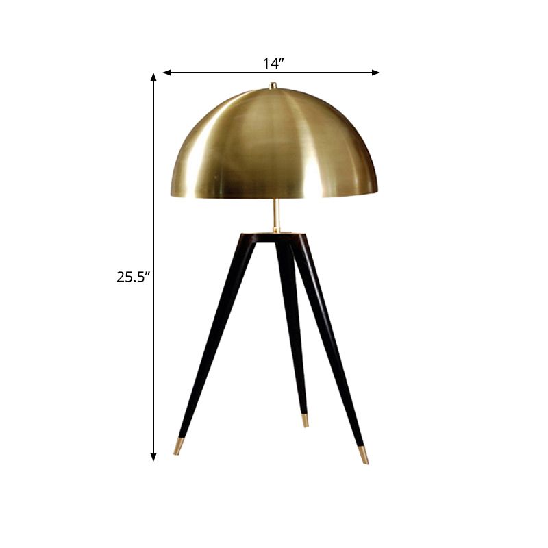 Gouden afwerking Dome tafellamp Hedendaagse 1-lichts metalen tafellamp met statief voor woonkamer