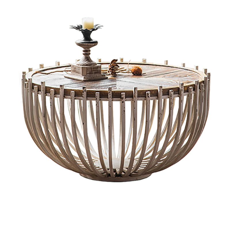 French Country Distressed Rattan Coffee Table Frame Metal Cocktail Table