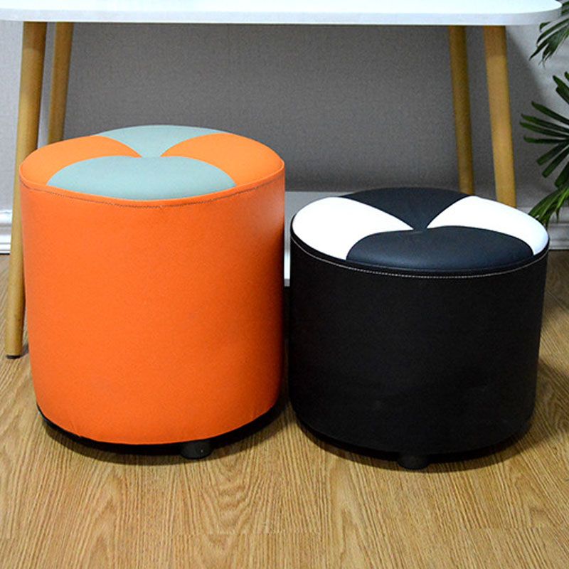 Modern Leather Pouf Stain Resistant Color Pouf for Drawing Room