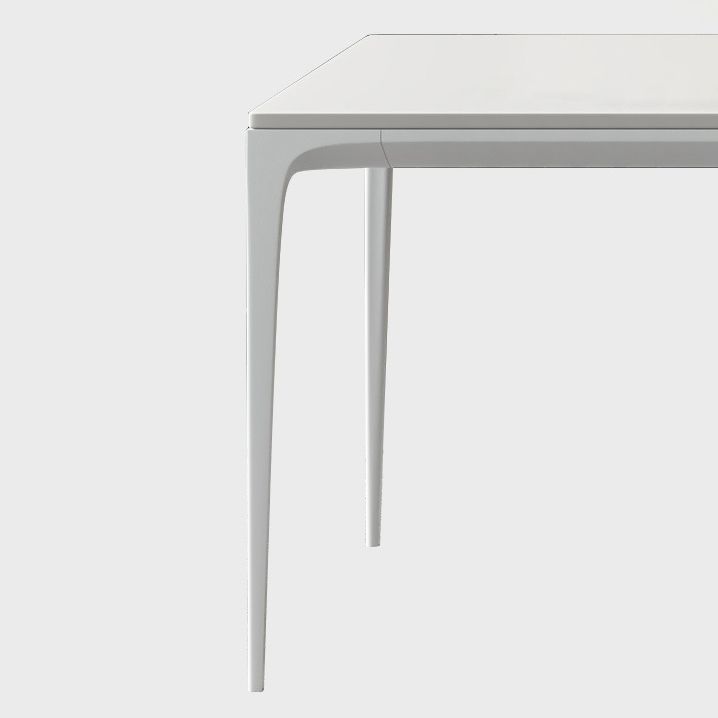 Modern Rectangle Dining Table Sintered Stone Top 4 Metal Legs Dining Room Table