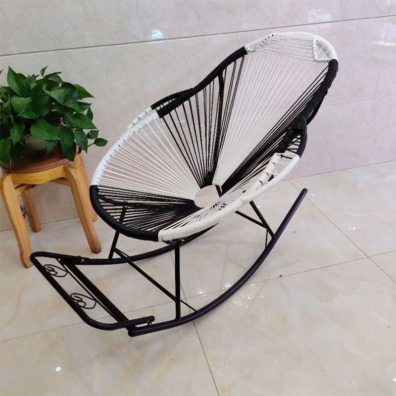 Contemporary Rocking Chair Rattan Wing Chair Back Solid Color Indoor Rocking Chair