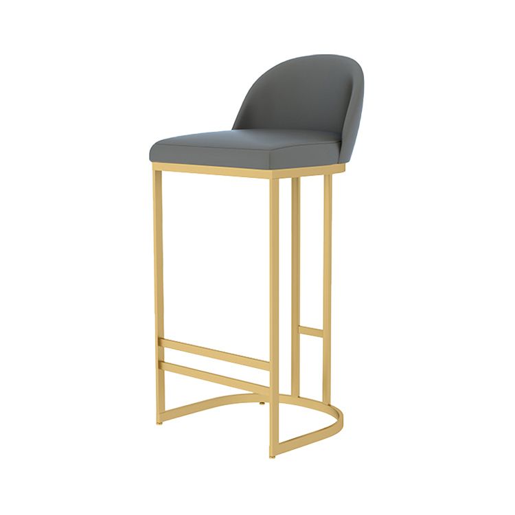 Scandinavian Bar and Counter Stool Low Back Stool with Gold Pedestal Base