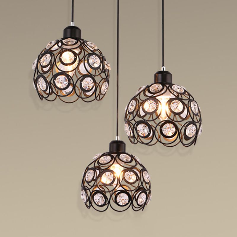 7 "ancho de estilo contemporáneo Mini lámpara colgante marco de metal con accesorios de iluminación con cuentas de cristal luces colgantes