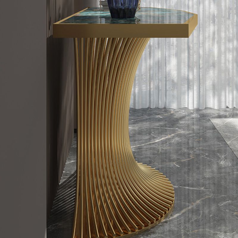 Glam Stone Sofa Console Table with Stainless Steel Bracket for Hall
