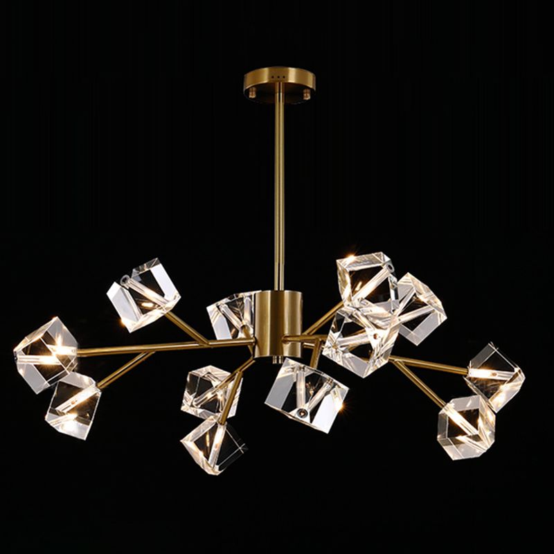 Contemporary Sputnik Chandelier Lighting Beveled Crystal Ceiling Chandelier in Black