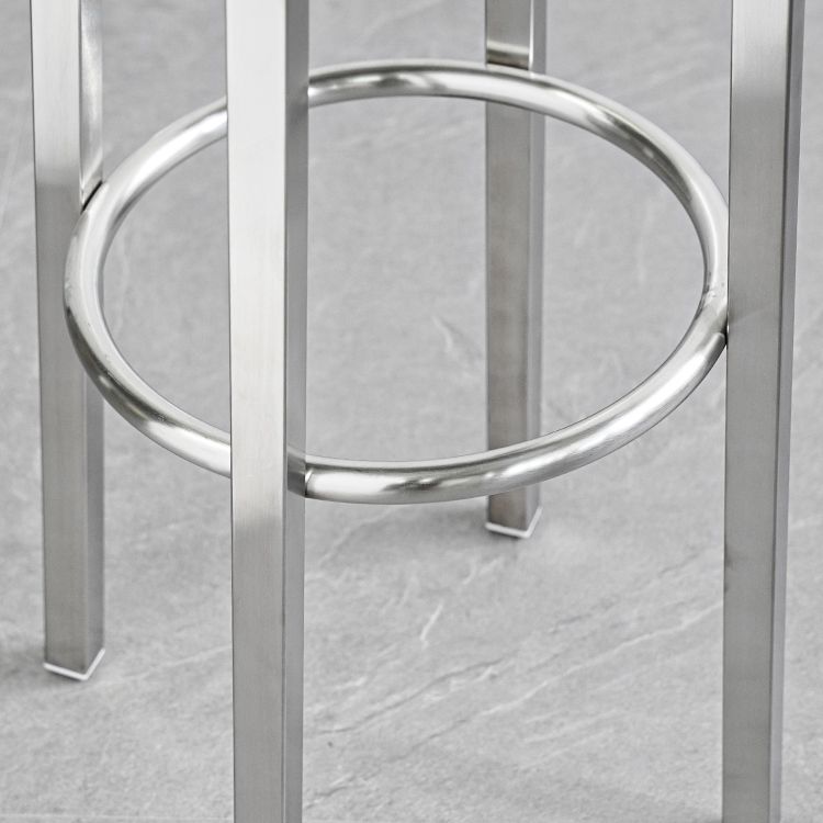 Tabouret de bar sans dossier brillant en acier inoxydable brossé, tabouret haut industriel d'intérieur, 1 pièce