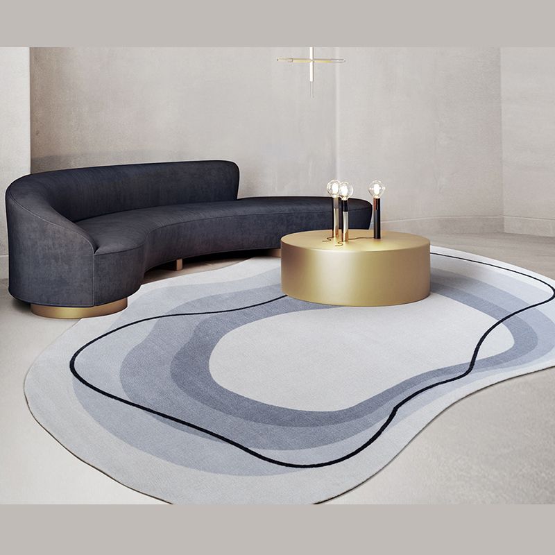 Blue Living Room Carpet Casual Abstract Indoor Carpet Polyester Anti-Split Rug