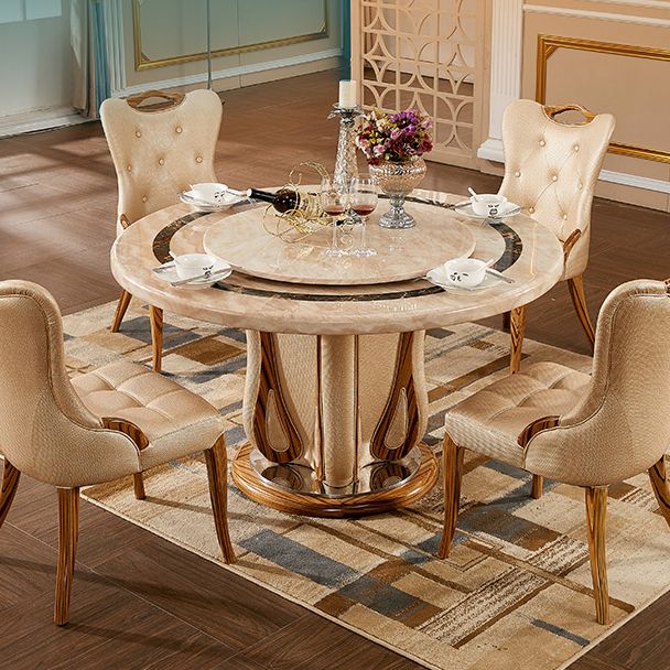 Faux Marble Dining Table Round Pedestal Dinner Table for Dining Room