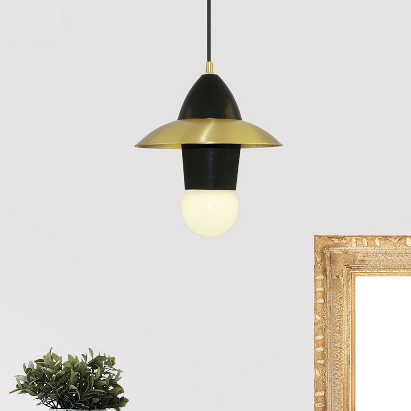 Robe épineuse suspendue pendante tissu du milieu du siècle 1-Light Room de salon plafond en noir et or