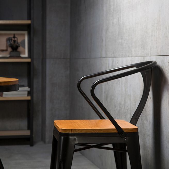 Chaise de salle à manger industrielle, chaise latérale à dossier à lattes avec 4 pieds en métal pour la maison