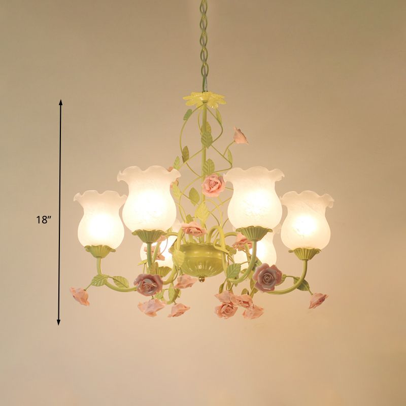 Lait de lait floomage de lustre lampe traditionnelle 6 têtes