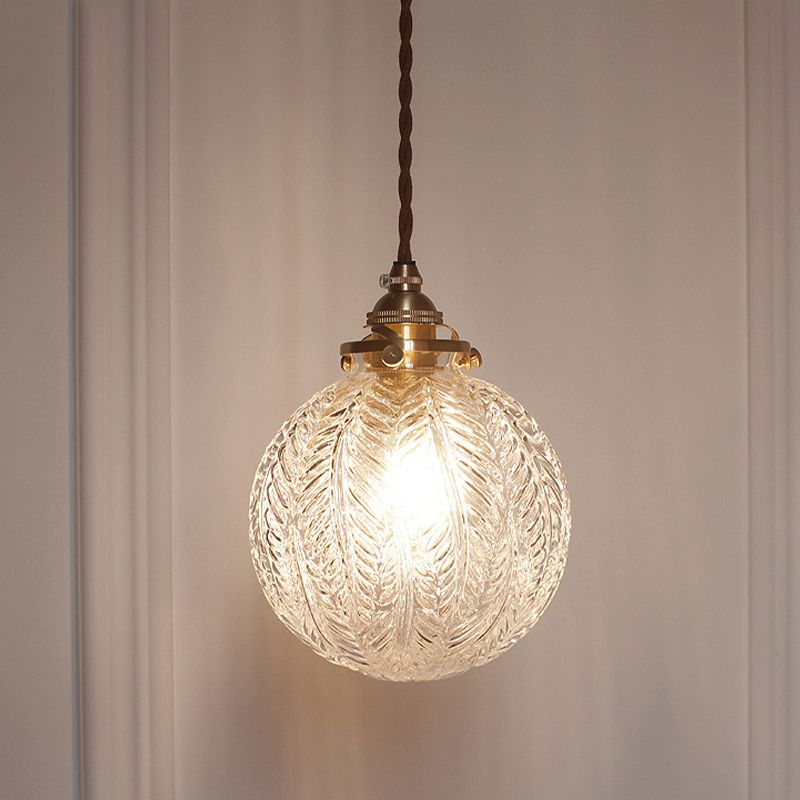 Lámpara de luz colgante colonial global 1 cabeza/humo kit de lámpara colgante de vidrio gris con diseño de plumas