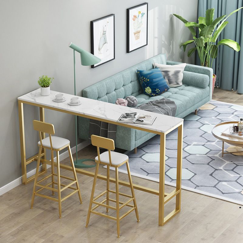 Glam Style 1/2/3 Pieces Bar Table Set Rectangle Bar Table with Metal High Stools for Home