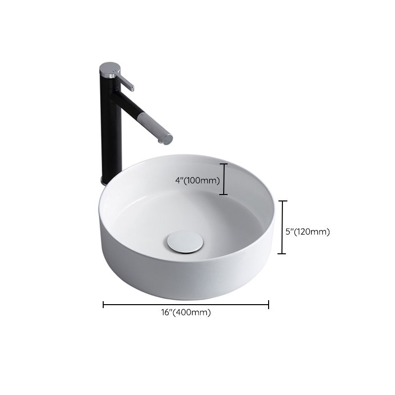 Modern Bathroom Sink Porcelain Solid Color Round Vessel Bathroom Sink