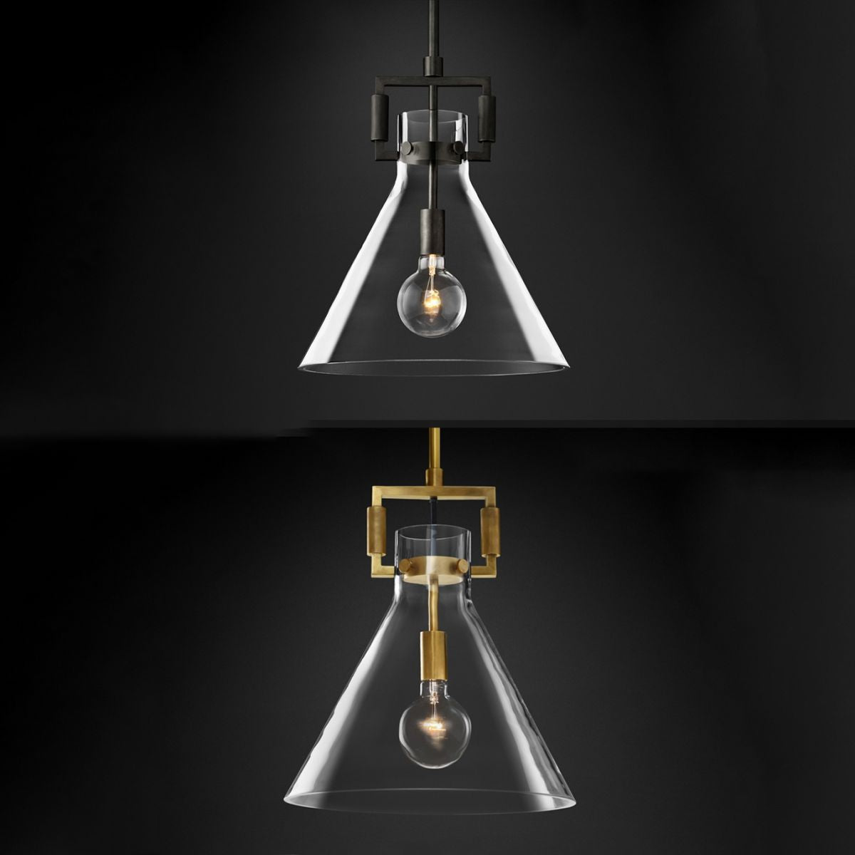 Stile industriale sospeso a sospensione vetro trasparente 1 testa a testa leggera per il ristorante Cafe